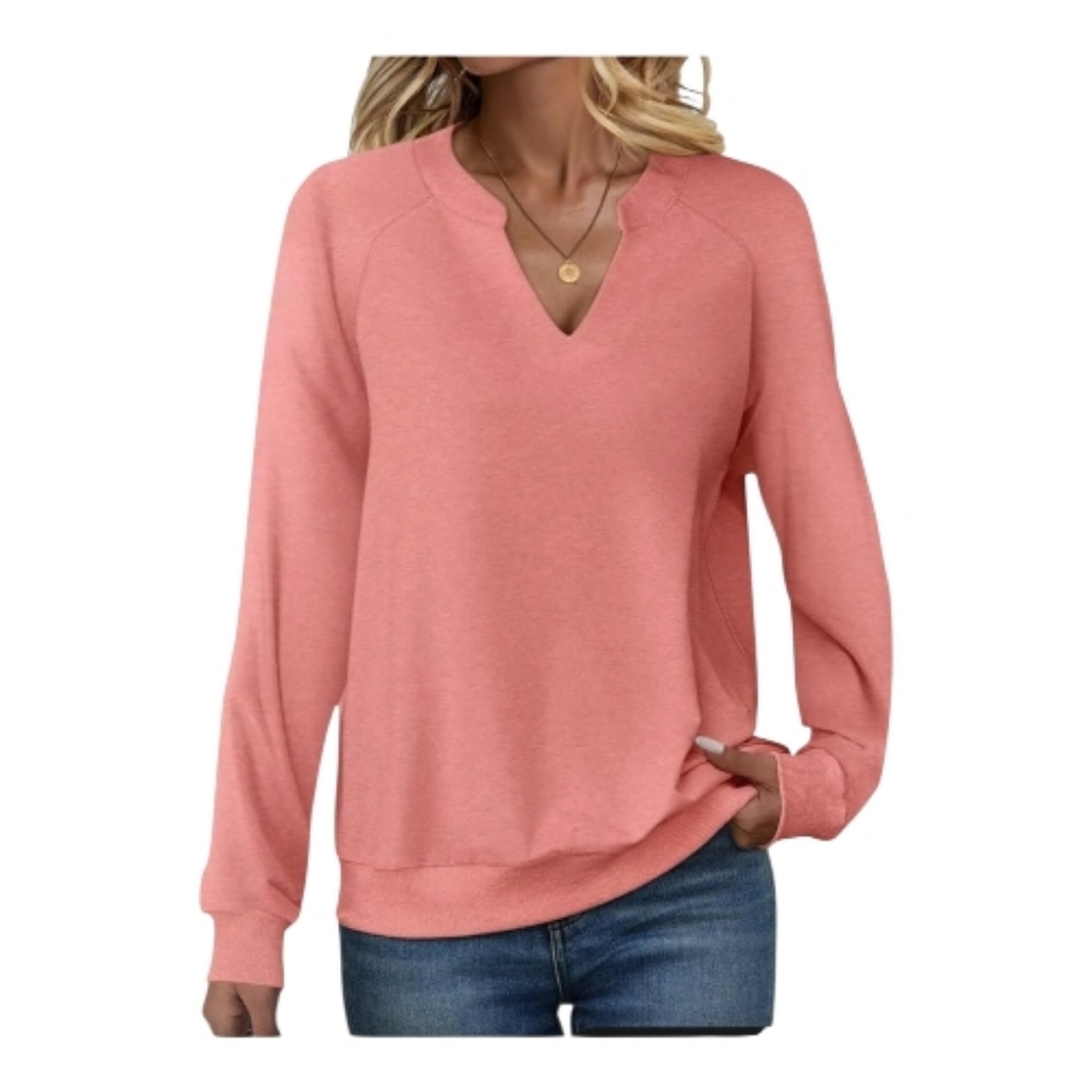 Fantaslook. Peach Long Sleeve Top. Size XL. V-neckline. NWT.